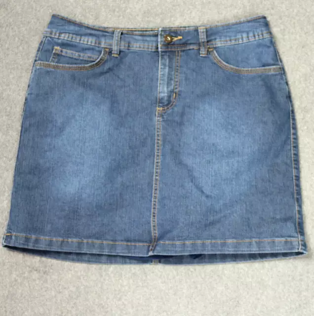 St. John's Bay Denim Mini Skort Skirt Shorts Dark Wash Pockets Zip Fly Blue 8