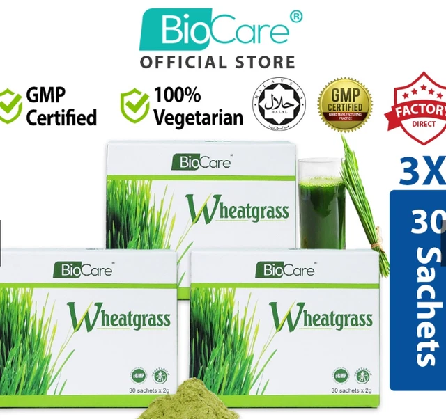Biocare Wheatgrass (3 x 30's x 2g) Envío rápido DHL Express