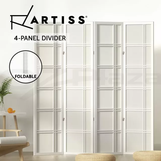 Artiss 4 Panel Room Divider Screen Partition Privacy Wood Stand Nova White