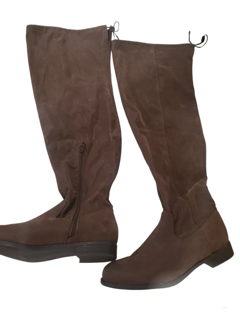 WOMENS JESSI THIGH High Boots Brown Size 11 WW With 1 Heels Faux Suede Stretchy 36.88 PicClick UK
