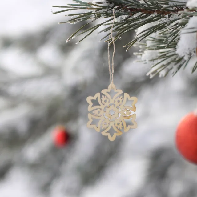 10 stücke 8 * 8 cm Weihnachten Hängende Ornamente Dekoration Holz Hohl