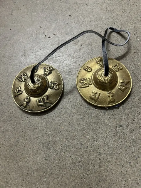 Tibetan Buddhist Tingsha Cast Bronze Cymbals Reiki Bell Chime Nepal.