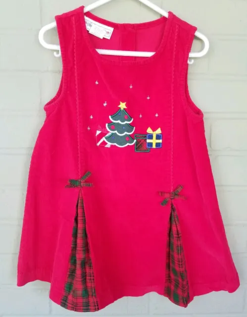 Samantha Says Girl 4T Christmas Holiday Red Corduroy Dress Jumper Vintage
