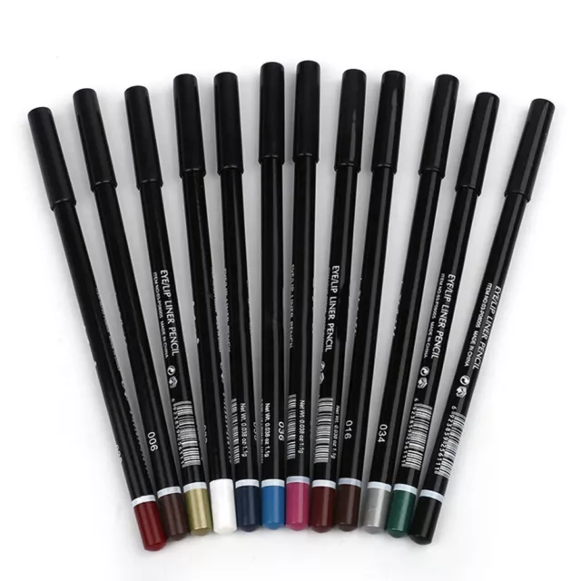 (Multi Couleur) 12pcs Eyeliner Pencil Imperméable Eye Liner Pen Maquillage Outil