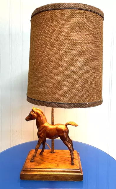 Vintage Breyer Molding Co. Stamped Table Lamp ~ Running Foal With Original Shade