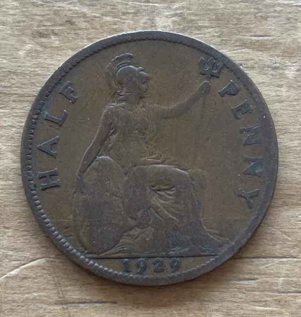 1929 George V British Half penny 1/2p