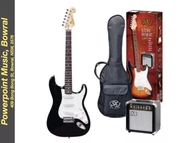 SX SE1SKB Electric Guitar Starter Package - Black