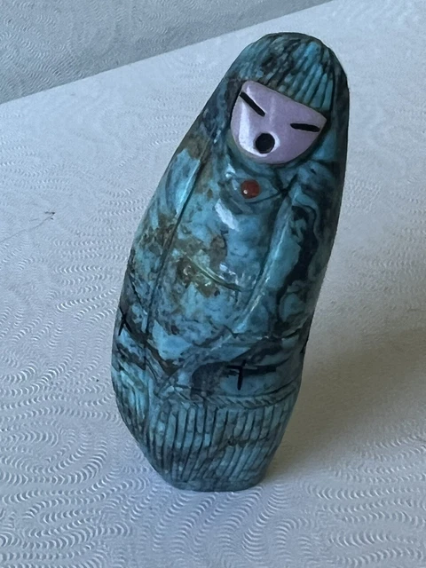 Zuni Double Corn Maiden Turquoise Fetish by SANDRA Quandelacey F5962