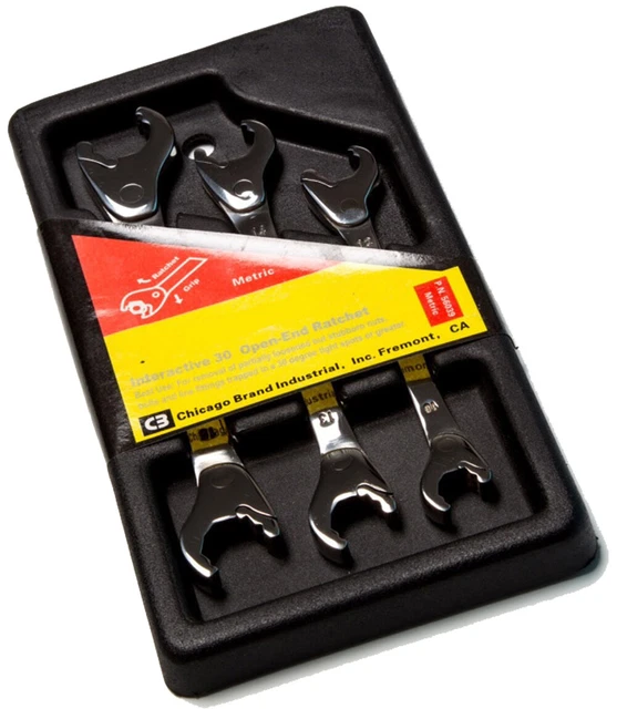 3pc 10mm - 17mm Set Racheting Open End Wrench's Combination Steel #56039