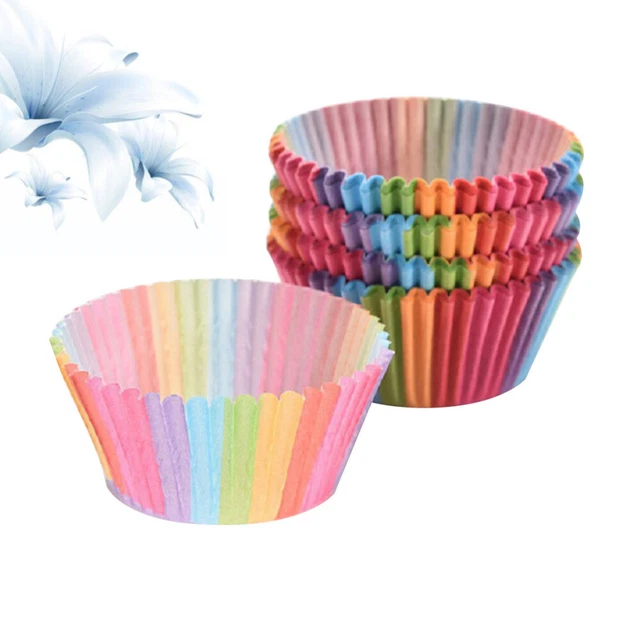 300 piezas Coloridos Papel de Chocolate Arco Iris Cupcake Tazas de Pastel para Hornear Muf