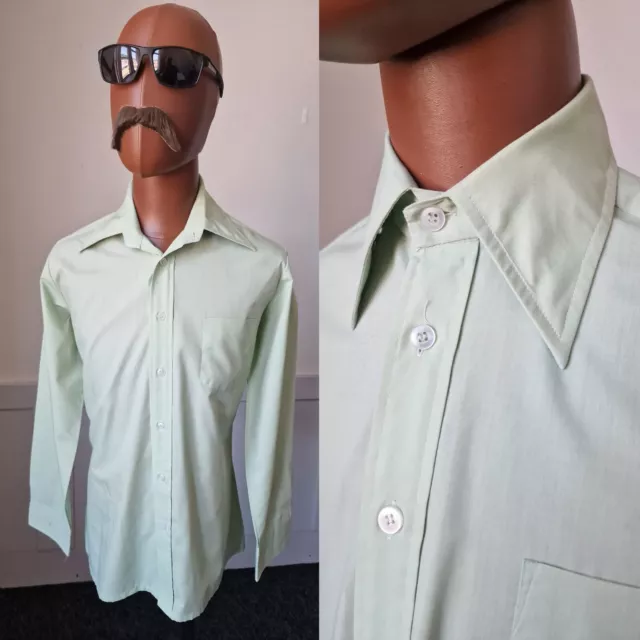 Camicia Senator vintage anni '70 | 15"/Medium | Verde Chiaro Mod Disco ZE15
