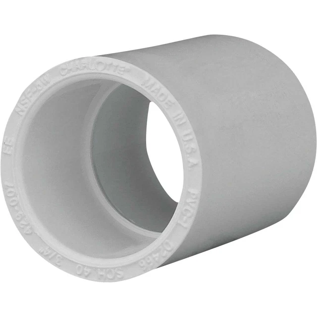 Charlotte Pipe 3/4 In. Sch. 40 PVC Coupling  PVC 02100  0800HA Pack of 25