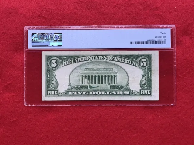 FR-1529 *KEY* 1928 D Series $5 Red Seal US Legal Tender Note *PMG 30 Very Fine* 2