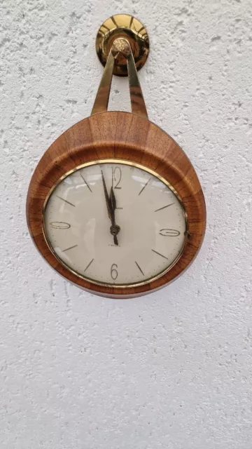 Junghans Wanduhr  Teak Holz Messing 60er Mid Century