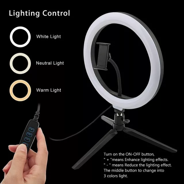 Anillo De  Luz Led Aro 10" Para Fotografía Maquillaje Video Con Trípode Tik Tok 2