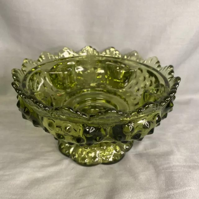 Vintage Fenton Hobnail Candle Bowl Colonial Green