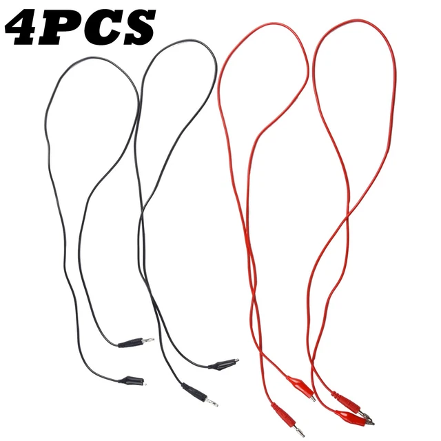 Câbles Test Banane Vers Pinces Crocodile 80 Cm - 30V 5A - Pour Multimètre, Alimentation - Rouge Et Noir