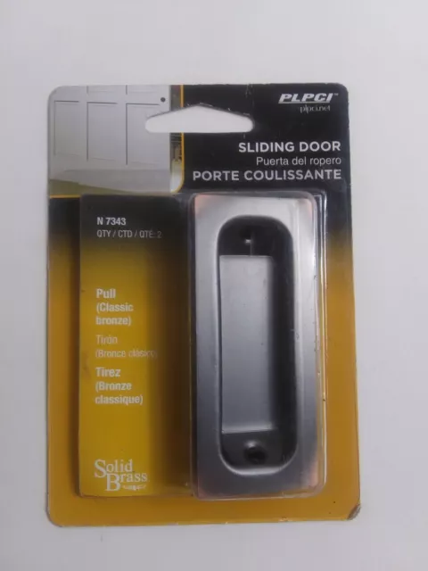PrimeLine Sliding Closet Door Pull 3-1/4” X 1-3/8” Classic Bronze 2PK PN N 7343