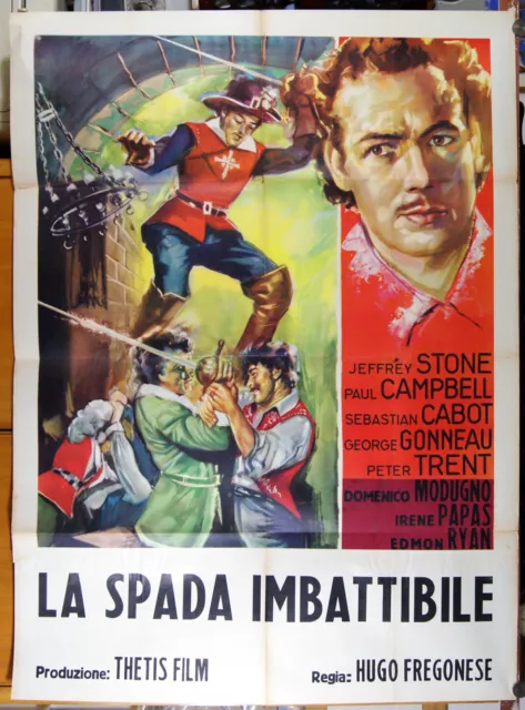 manifesto 2F film LA SPADA IMBATTIBILE Jeffrey Stone Domenico Modugno 1957