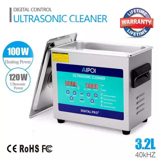 Professional 3.2L Digital Ultrasonic Cleaner Stainless Steel Bath Heater Timer