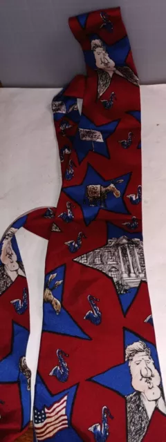 Mike Luckovich Vintage 1996 Vote Democrat Bill Clinton Silk Tie Democratic Party