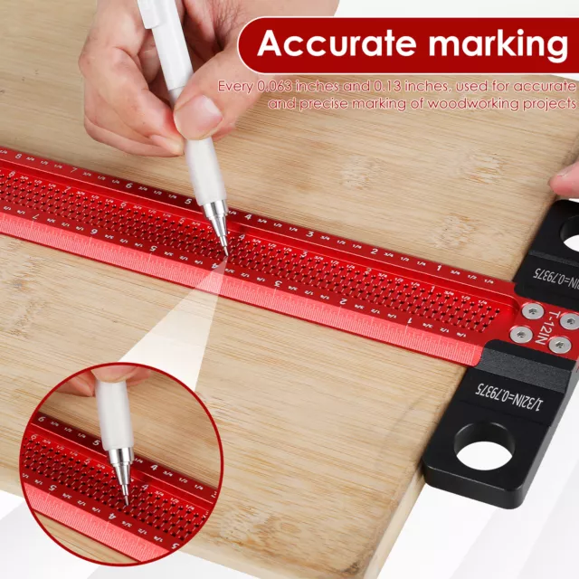 T-Square Ruler 12inch Aluminum Alloy Woodworking Scribe Marking T-Ruler Stacw