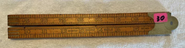 Vintage RABONE No 1377 Boxwood & Brass 36 inch Carpenter's Ruler 30