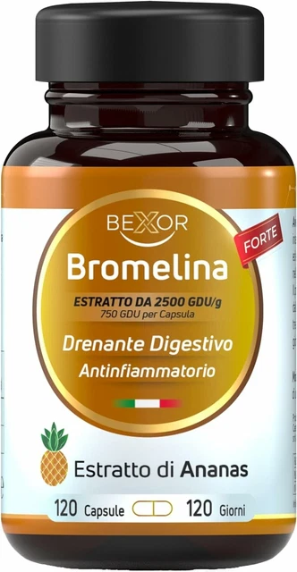 ✔120 capsule Bromelina forte drenante Funzione anticellulite e Integratore.