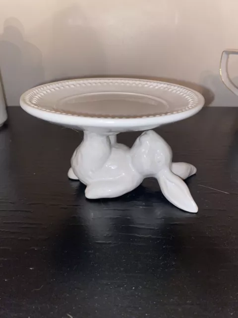 Pottery Barn Bunny Mini Cupcake Stand Candle Holder Easter Pedestal Rabbit