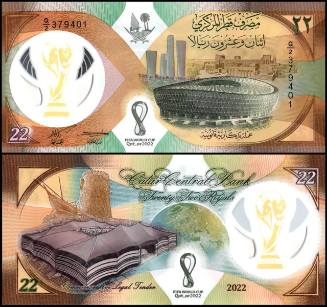 Qatar 22 Riyals, 2022, P-39, UNC, Commemorative, Polymer