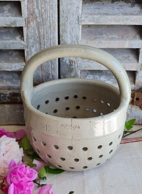 ANCIENNE FAISSELLE TERRE Cuite Blanche Forme Panier Egoutoir Duborjal ...