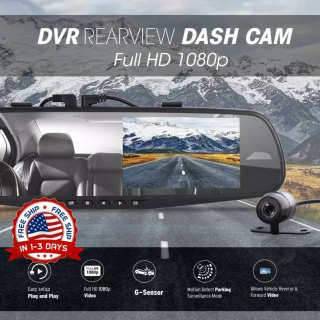 Rétroviseur avec caméra avant et arrière 3EN1 voiture Dash Cam vidéo DVR