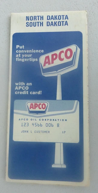 1973 North Dakota South Dakota  road  map APCO oil  gas