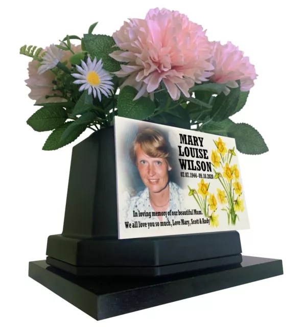 Personalised Grave Flower Pot Cemetery Headstone Memorial Tribute.