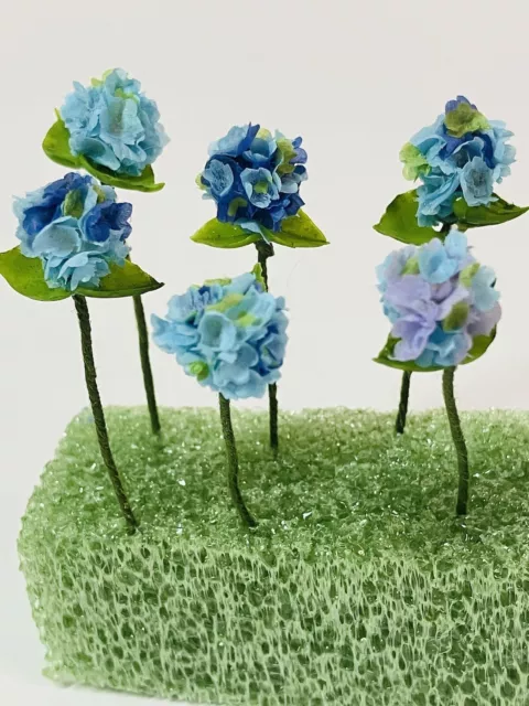 1:12 Dollhouse Miniature Paper Flower Blue Hydrangea Single Flower