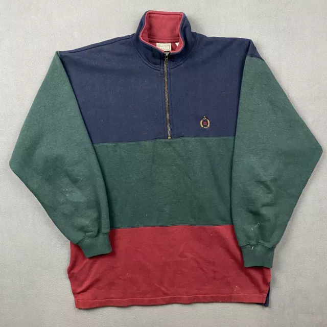 Vintage Bugle Boy Sweater Adult XXL 2XL Colorblock Long Sleeve Quarter Zip 90s