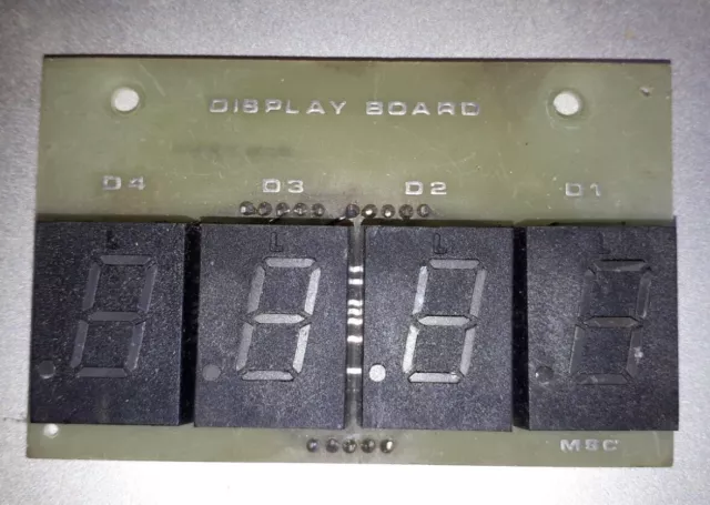 Vintage Four 7-SEGMENT LED array on silver trace display board 12 pin