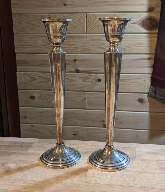 Pair Of Elegant Sterling Silver 9" Candlestick  Candle Holder No Damages