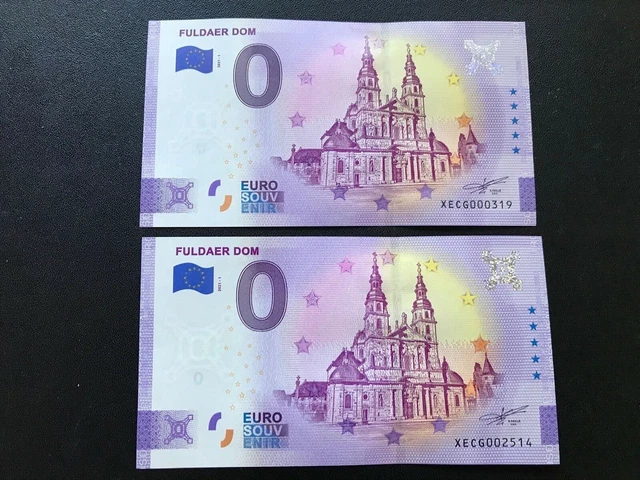 SET OF 0 Euro Notes, Fuldaer Dom, XECG 2021-1 Normal & Anniversary £8. ...