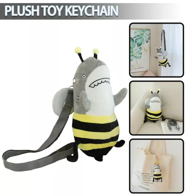 Fun Shark and Bee Keychain/Backpack Plush Toy Cute For Car Bag School Decor t- 3