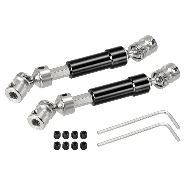RC Drive Shaft CVD Rear Center Drive Shaft with M4 Grub Screws Metal Black 2Pcs