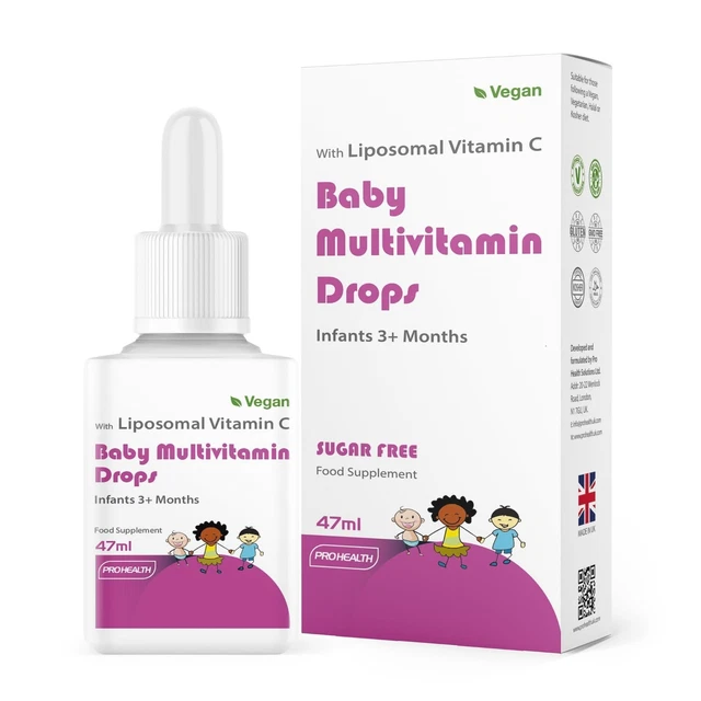 PROHEALTH VEGAN MULTIVITAMIN Drops for Infants & Kids (Age 3 Months ) 9 ...