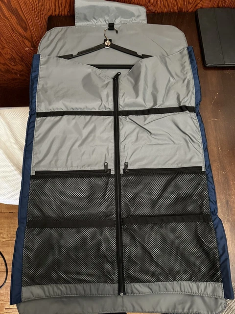 L.L. Bean Garment Bag Foldable Garment Bag For Suits With Storage Pockets Navy 2