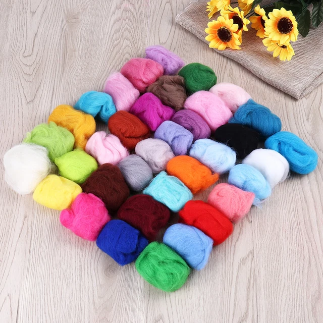 36 colores Felting Roving fieltro artesanía hágalo usted mismo peluche hacer proyectos sin