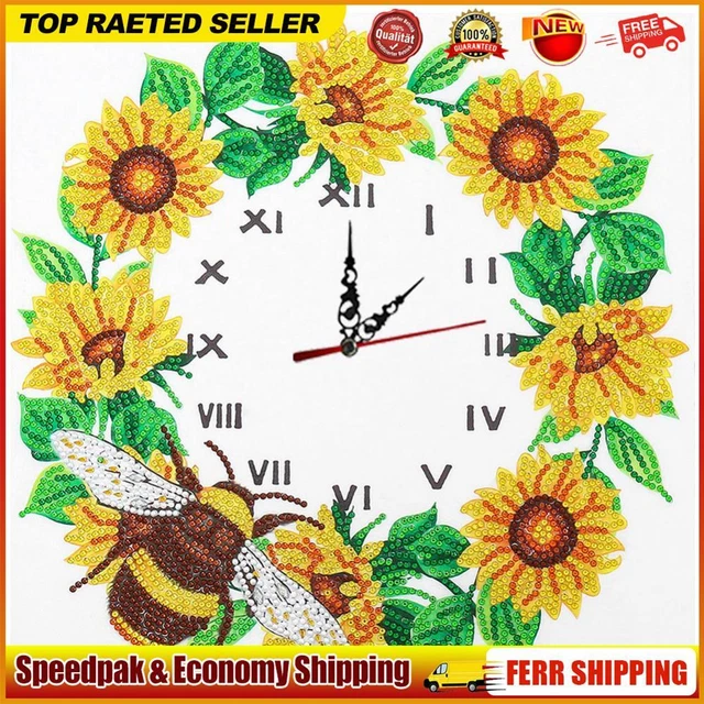 Aisen Wanduhr, Blumen, Diamond Painting, 5D, Kreuzstich, Diamant-Stickerei, Kuns