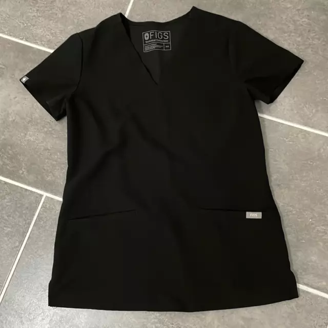 FIGS Technical Collection Black Scrub Top Size XXS