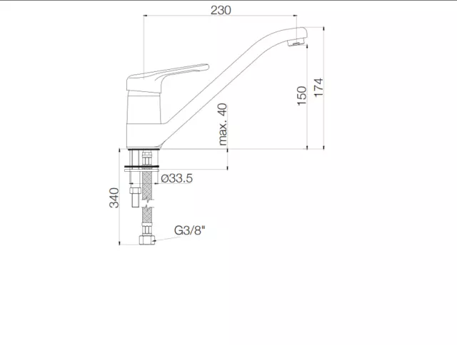 Grifo Mezclador Fregadero PAFFONI Neptuno NT182CR Cocina Cuarto de Lavado 2