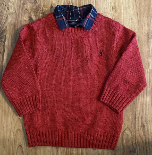 baby boys age 9-12 months red Flecs  jumper shirt 2 in one look next  Vgc Shirt