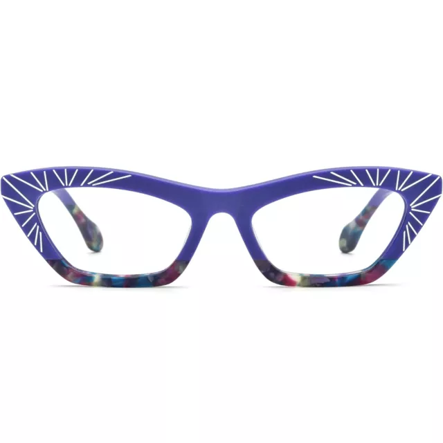 Cat-Eye Glasses for Women Girls Acetate Frame with intricate line decorations