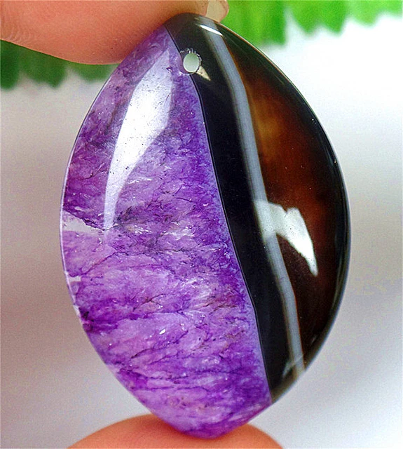 48x32x7mm Black&Purple Druzy Geode Agate Marquise Pendant Bead ZL5605